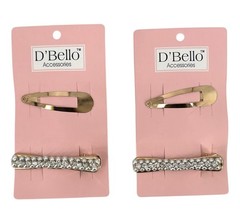 D’Bello Pearl Rhinestone Gold Barrettes Hair Accessories Set Of 2 NEW