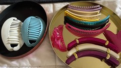 15 1980s TZERS Hair Cincher Banana Comb Clips Acrylic Shell coastal Grandmother
