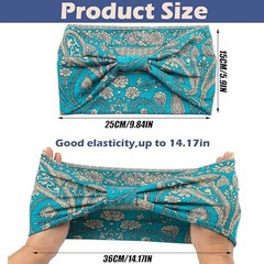 Yeshan Wide Headbands for Women Boho Knotted Head Wraps No15(boho colors 6 pcs)