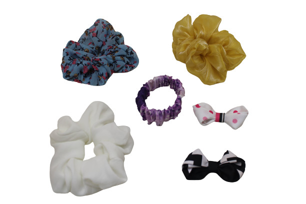 Scrunchies, Hair Clips, Hair Bands Multicolor, 6-Count Mix