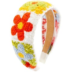 Crochet Headband for , Knitted Hippie Head Bands Scarf for 70s Hair (Red, Gre…