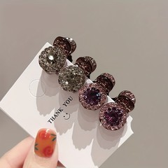 4-Pack Sparkling Rhinestone Mini Hair Clips,Cute Round Design for Bangs
