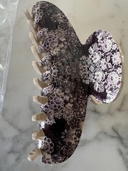 NWT $32 Johnny Was Sanya glossy Purple Floral 2.25 x 4.8″ Hair Clip new