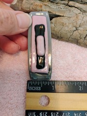 Glossy Fused Studio Art Glass French Barrette Clip In Pink, Black, And Gray. Med