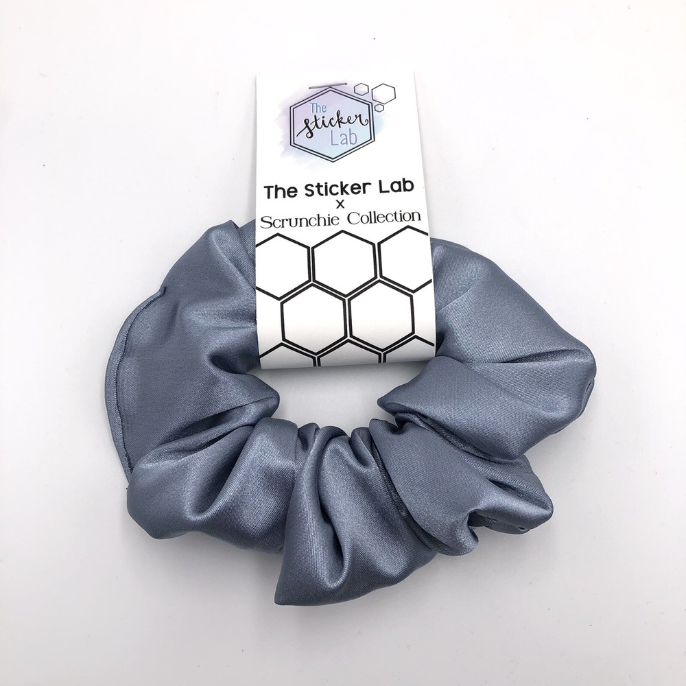Handmade Women’s Scrunchies Silver Satin Hair Tie Size Regular