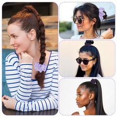 Share Tyqour 6Pcs Satin Silk Purple Hair Scrunchies for 1 Count (Pack of 6),