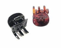 Parcelona French Button Small Black Shell Brown Jaw Hair Claw Clip 2 Pieces