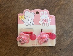 My Melody Sanrio Bunny 2 Count Hair Accessories Tie Ties Clip New on Card