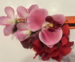Tropical Floral Tiki Head Party Wedding Silk Flowers Hair Clip Handcrafted #56