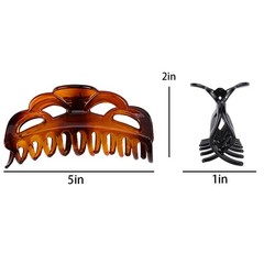 Hair Claw Clips for Women Large & Medium 1 Count (Pack of 6), Black Brown