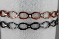 Brown Black set of 2 plastic oval thin skinny headband hair band accessory