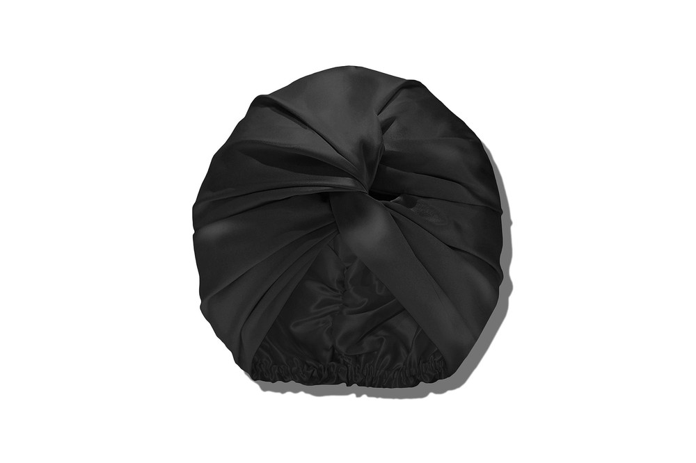 Slip 100% Pure Mulberry Silk Pull-On Turban, Ultra Soft & Gentle on Hair – Black
