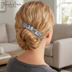 French Amie Oblong 3 1/2″ Celluloid Handmade Automatic Hair Barrette for Women