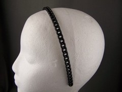 Black thin skinny plastic chain link headband hair band accessory grip teeth