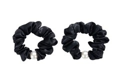New In Box Blissy’s Pearl & Black 2-Piece Scrunchie Pack 100% Pure Mulberry Silk