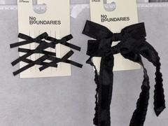 No Boundaries Black Ribbon Hair Clips & Ruffle Bow Clips Set, 7 Piece, Women