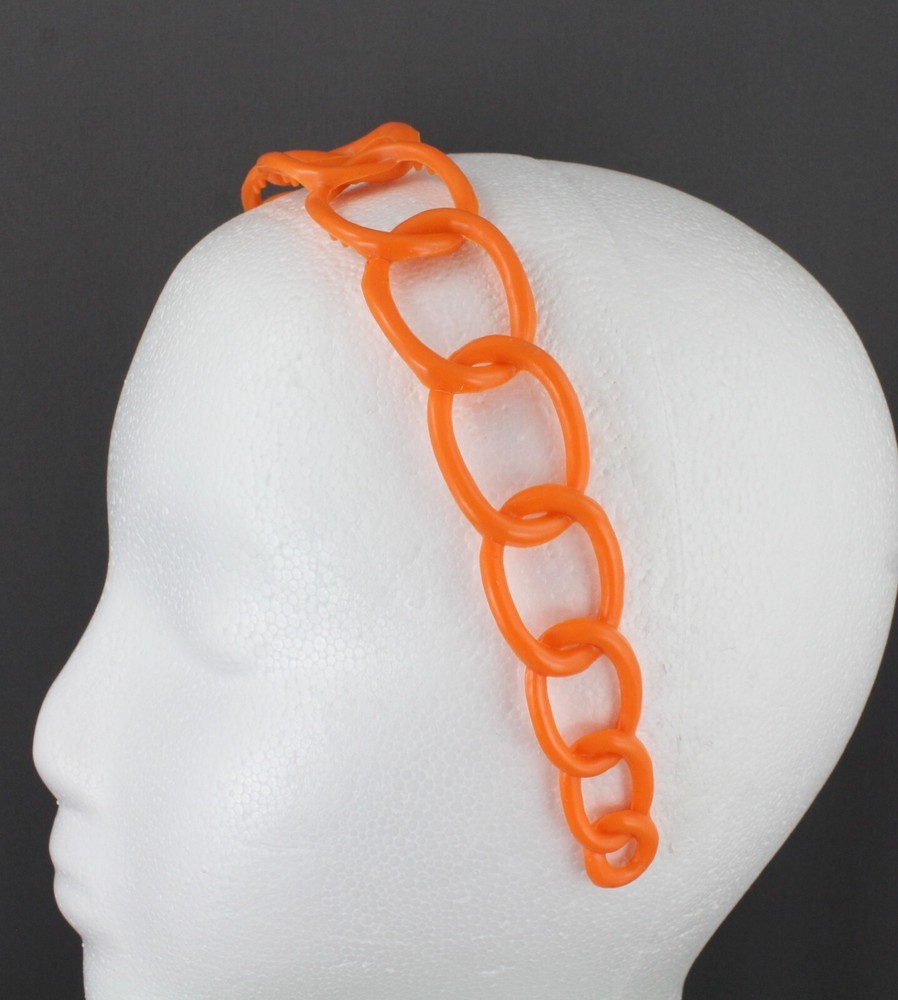 Orange headband chain link plastic 1.25″ wide headband hair band accessory