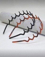 Black Brown Zigzag Plastic Headband Geometric Shape Hair Accessory for Women