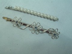 FAUX PEARL & FLOWER BOBBY PINS BARRETTE UP DO ACCESSORY