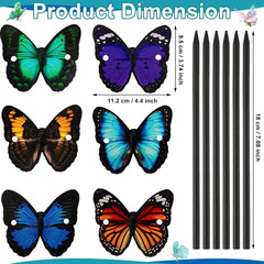 Jutom 6 Pcs Colorful Hair Barrettes with Butterfly Faux Leather Clips, Wood