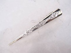Silver tone metal filigree alligator hair claw clip clamp