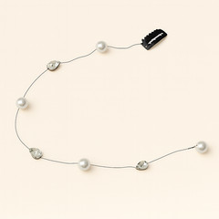 Women’s Black Stainless Steel Hair Strand Clip – Rhinestone & Faux Pearl Beads