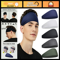 5 Pack Sports Headbands – Moisture Wicking Sweatbands for Running, Yoga, Cycling