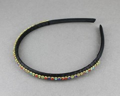 Black skinny crystal multi colors hair band headband skinny narrow satin