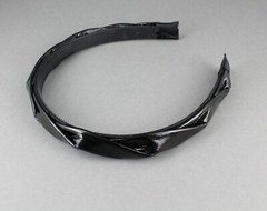 Black braided headband faux patent leather band grip teeth braid 5/8″ wide