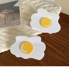 NOIAFZY 2Pcs Adorable Poached Egg-Shaped Hair 2 Count (Pack of 1), White