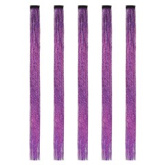 Colorful Tinsel Hair Extensions Clip in Synthetic for Women Girls Christmas Gift