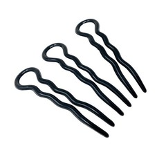 Parcelona French Sleek 3 1/2″ Celluloid Wavy U Shaped Hair Pins for Women(3 Pcs)