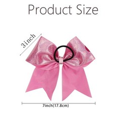 Hair Bow, 4PCS 7*7 inches (18cm) Breast Cancer Awareness Cheerleader Bow with…