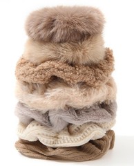 7 PCS Khaki Elastic Furry Scrunchies Fuzzy Faux Fur Ponytail Holders