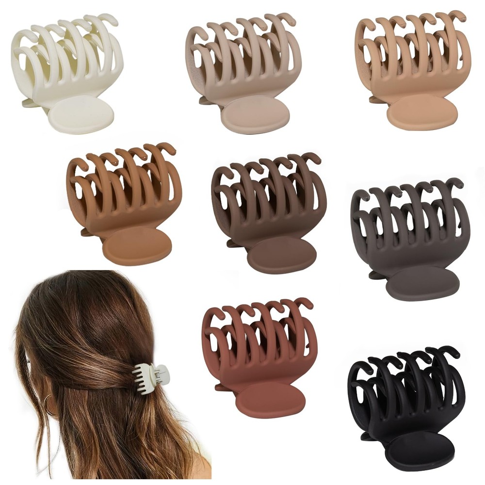 8PCS Claw Clips for Thin Hair Women, 1.6″ Small Claw Clips Matte Medium Hair …