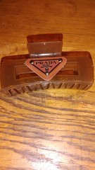 Prada mini hair claw clip Vintage Light Brown