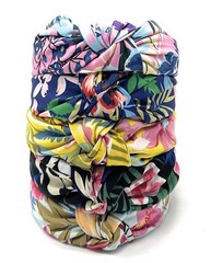 Yellow Floral Knotted Headband for Women Made of Silk Quality Satin Fabric Cl…