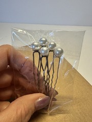 35 Piece Silver tone Pearl And Rhinestone Bridal Hair Accessories, New In box.