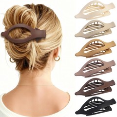 CHANDAT Flat Hair Clip 6 pcs Lay Down Claw Clips 1 Count (Pack of 6), Brown