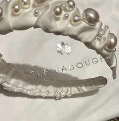 NWT $150 Lele Sadoughi Knotted Kelly Headband Crown Bridal Pearls Preppy Brunch