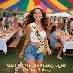 TOBATOBA Birthday Queen Sash and Crown for Women – Gold Rhinestone Tiara