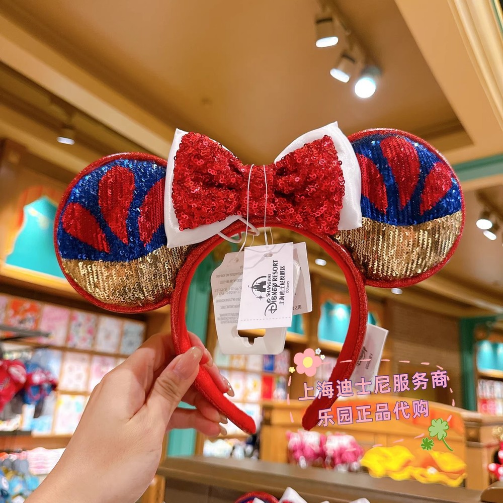 Disney.Parks Mickey Ears Snow White Princess Red Bow Headband 2025 Spangle Ear