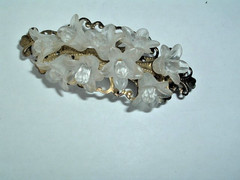 VINTAGE CLEAR PLASTIC FLOWER METAL HAIR BARRETTE HAIR ACCESSORY