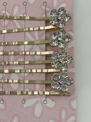 NEW Noir Rhinestone Flower Gold Tone Hir Clips Barrette Accessories