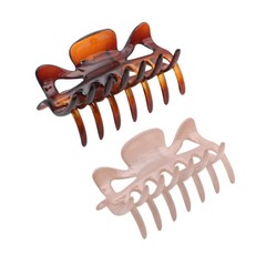 Parcelona French Classic Small 2.5″ Celluloid Set of 2 Jaw Hair Claws for Women