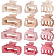 SMKSL 3 Styles Hair Clips for Women Small Medium 1 Count (Pack of 12), Pink