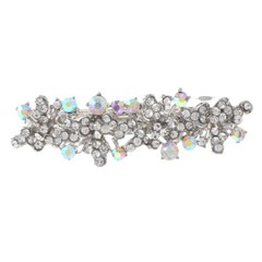 Silver Tone Metal Hair Clip with AB Crystal Rhinestone HA2234-SAB