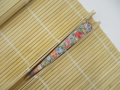 Floral Colorful Kimono Hair Clip 130mm Long Metal Upcycled Silk Hair Stick