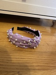 Purple Pearl Beaded Headband for Women Teens, Fabric Plastic, Preppy Casual