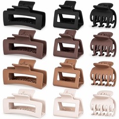 12 Pcs Hair Clips for Women 3 Styles Small Medium 12 Count (Pack of 1), Brown